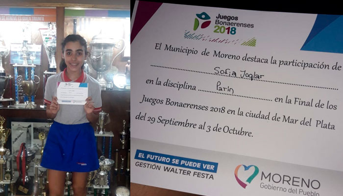Sof�a Joglar nos represent� en los Bonaerenses
